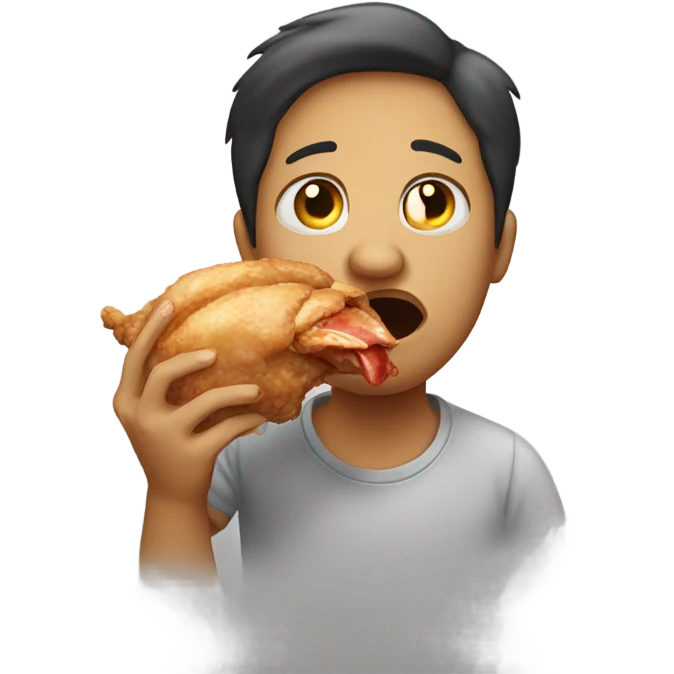 Person crying while eating chicken  emoji
