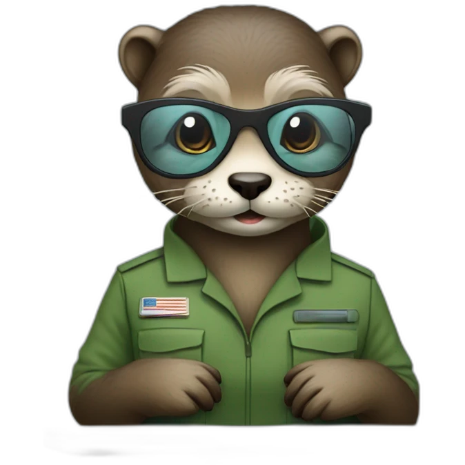 female vet otter with glasses use a macbook emoji