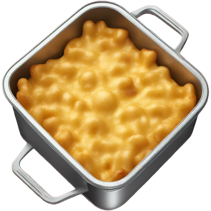 Baked Mac n cheese with crispy top in tin pan  emoji