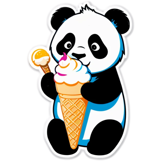 Panda eating ice cream emoji
