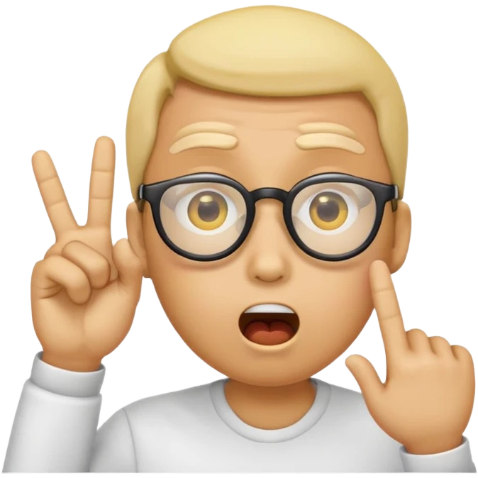 Generate a emoji head base with a shocked expression with a finger pushing the glasses down a little bit emoji