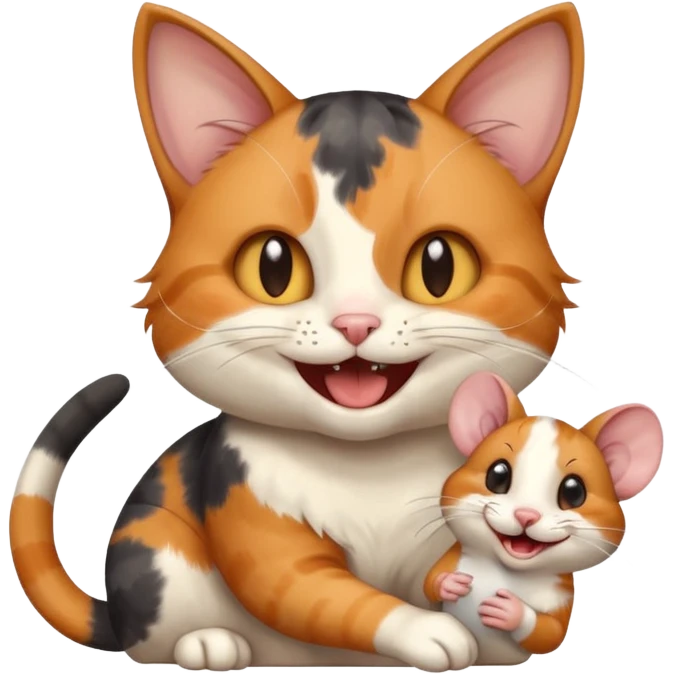 قط يمسك فار ويضحك emoji