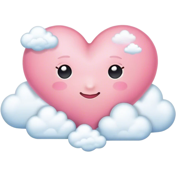 a pink heart with clouds and thinking bubble emoji emoji