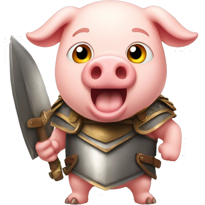 surprised pig gladiator emoji