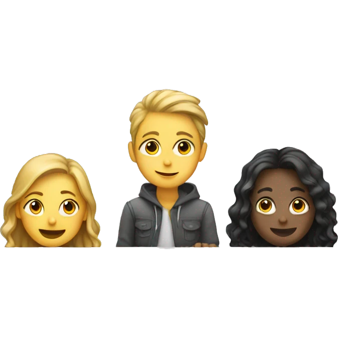 students sitting on desks and chatting emoji