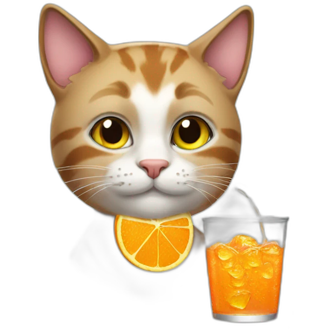 cat drinking Fanta emoji