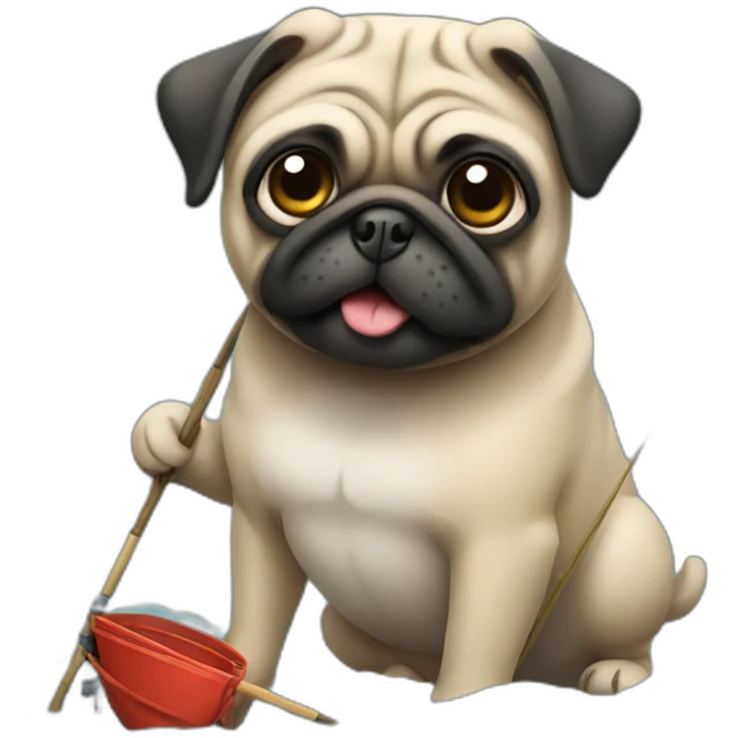 Pug fishing emoji