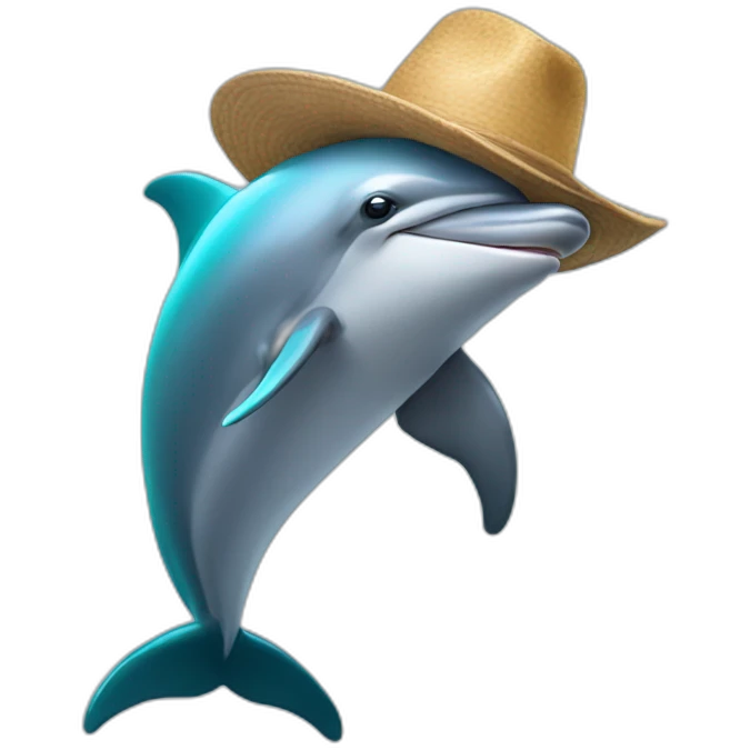 a dolphin with a hat emoji