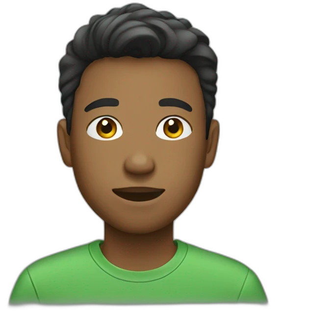 teenagers wearing a green tshirt emoji