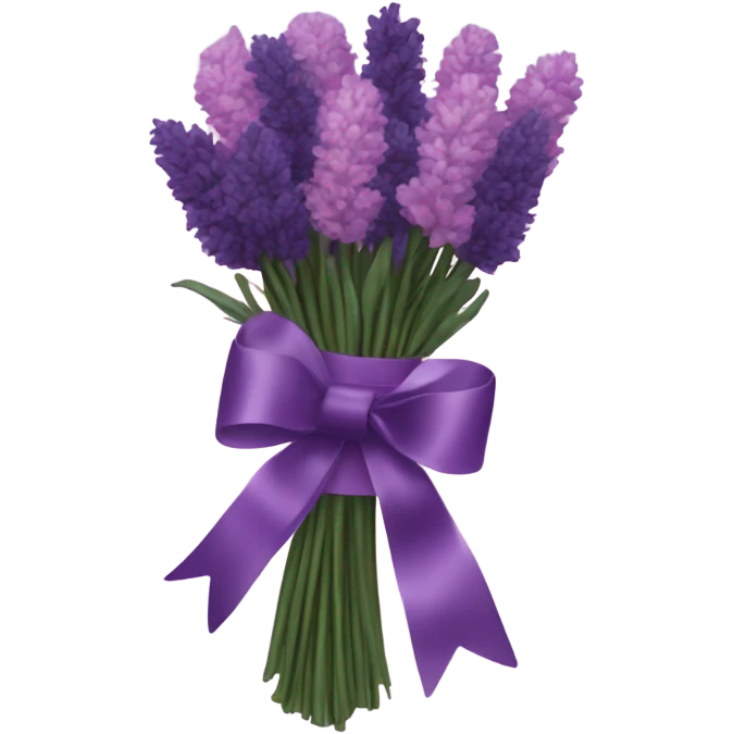 a beautiful aesthetic bouquet of dark purple and light pink lavender tied with a silk purple ribbon and next to it a pink decorative candle  emoji