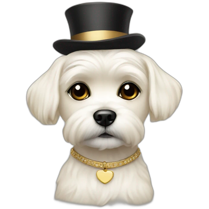 Creme Maltese with black eyes and people collar emoji