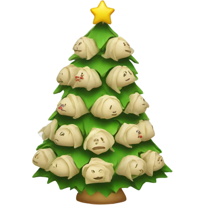A Christmas tree decorated with dumplings emoji
