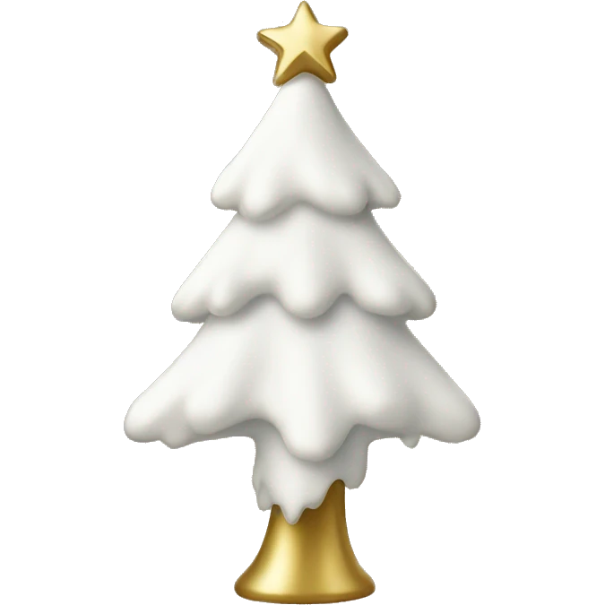 snow christmas tree with white and gold decorations emoji