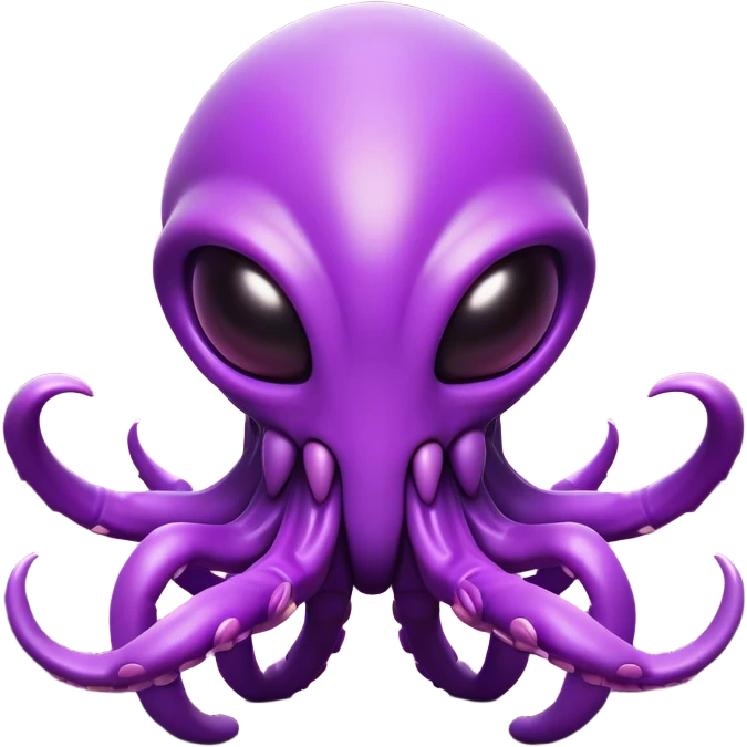 Clash of Clans aesthetic: Cinematic Playful Zerg Alien Emoji, rendered in a 3D vector-style similar to standard emojis with minimal shading and bold, simplified shapes. A compact, isometric, otherworldly creature with insectoid, organic details and subtle, eerie tentacles, softly glowing with a sinister alien charm. Simplified yet unmistakably iconic, highly detailed and consistent, glowing with a soft, spectral radiance and high shine. Stylized with a touch of bio-engineered mischief and a soft glowing outline, capturing the essence of a fearsome extraterrestrial menace with a playful twist! emoji