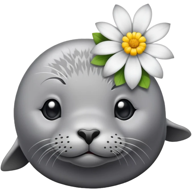 Seal sitting down with the flower on the head emoji