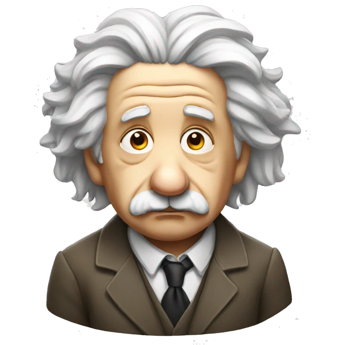 Einstein with sad face emoji