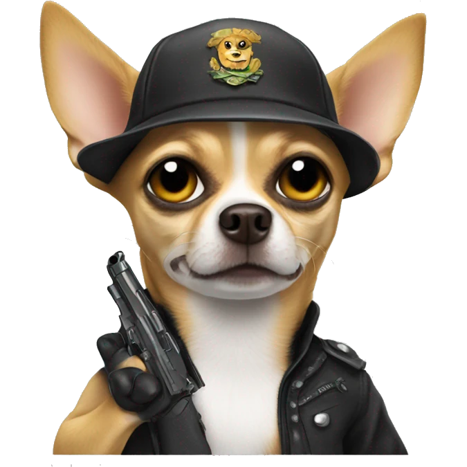 Chihuahua with a gun emoji