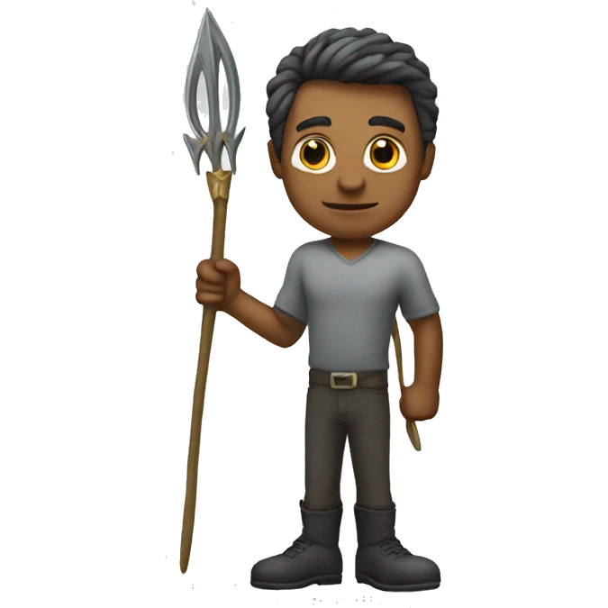 Man standing with a trident emoji