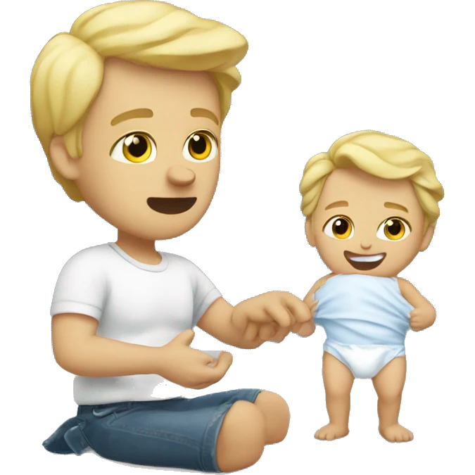 blonde dad changes diaper emoji