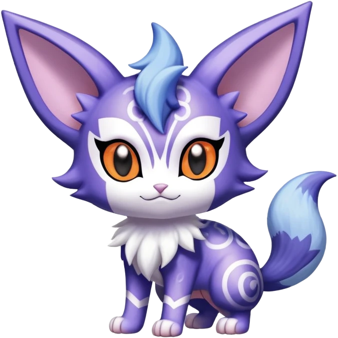 Shiny Cute Adorable Espeon-Litten-Meowstic-Hybrid-Creature with pattern-markings emoji