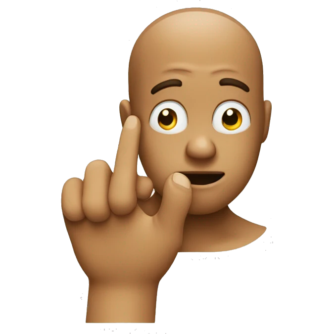 thinking emoji with thumb and index finger resting on it's chin emoji