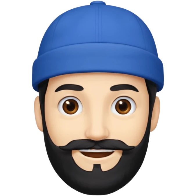 mago merlin con barba negra y gorra azul emoji