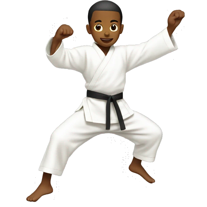 boy in karate ghee doing a jumping kick emoji