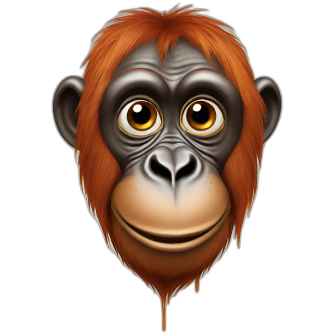 orangutan with melting face emoji