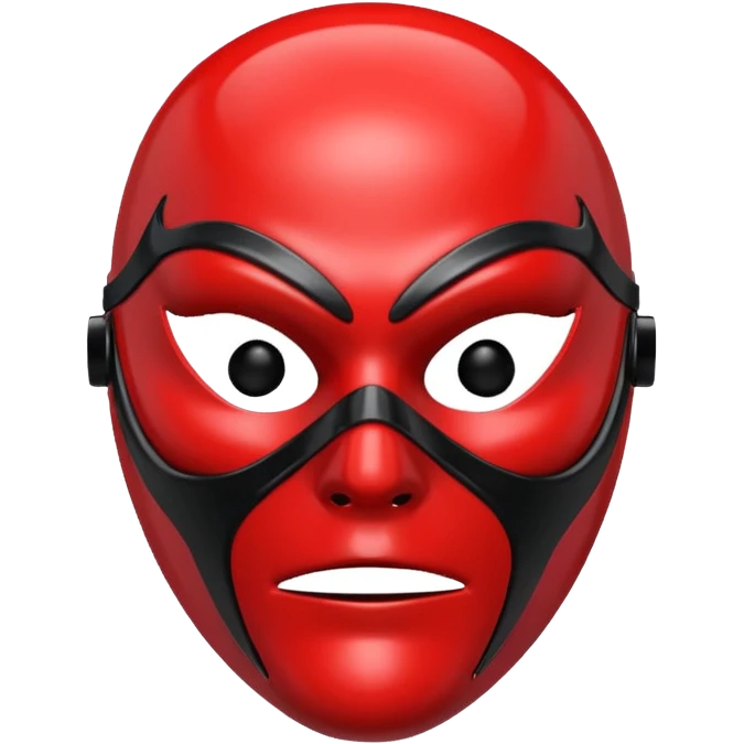 curved mask, poisonous, red and black emoji