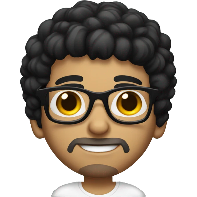 Hispanic guy with black hair & glasses with tattoo emoji