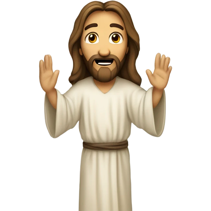 Jesus Christ peaking from behind a door frame saying: I saw that emoji