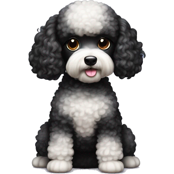 Hembra poodle mini toy negra con lacitos emoji