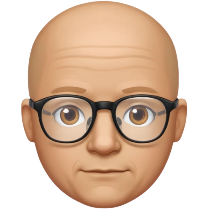 Bald man glasses chin puff 40 emoji