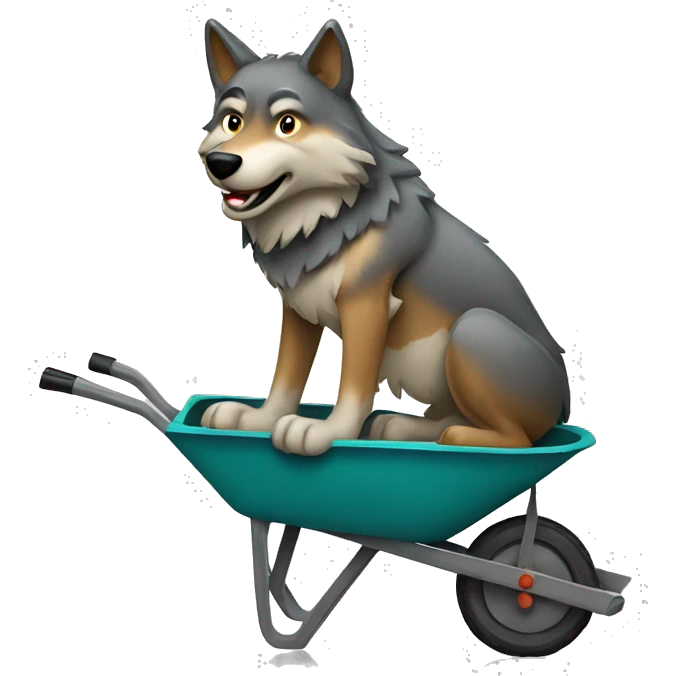 wolf in wheelbarrow  emoji