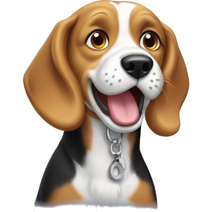 Beagle with parka and ruff incessantly barking emoji