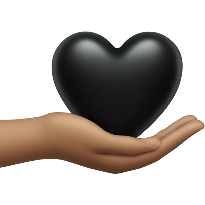hand holding a black heart emoji