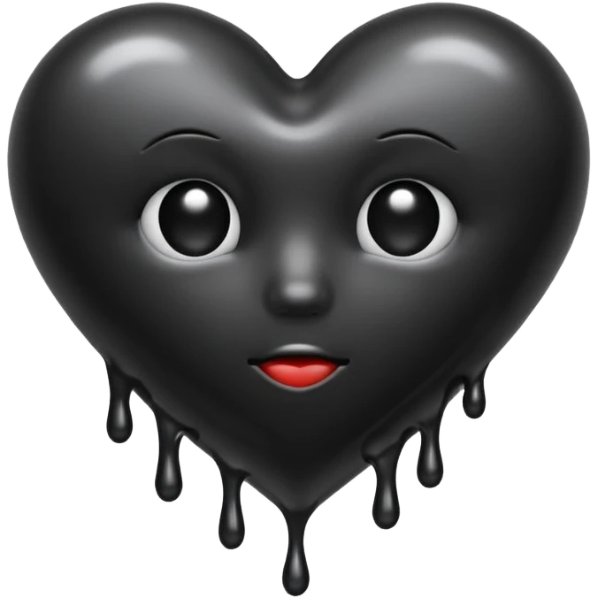 Black heart melting reastic emoji