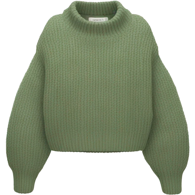 Sage green cropped oversize wool sweater, isolated emoji