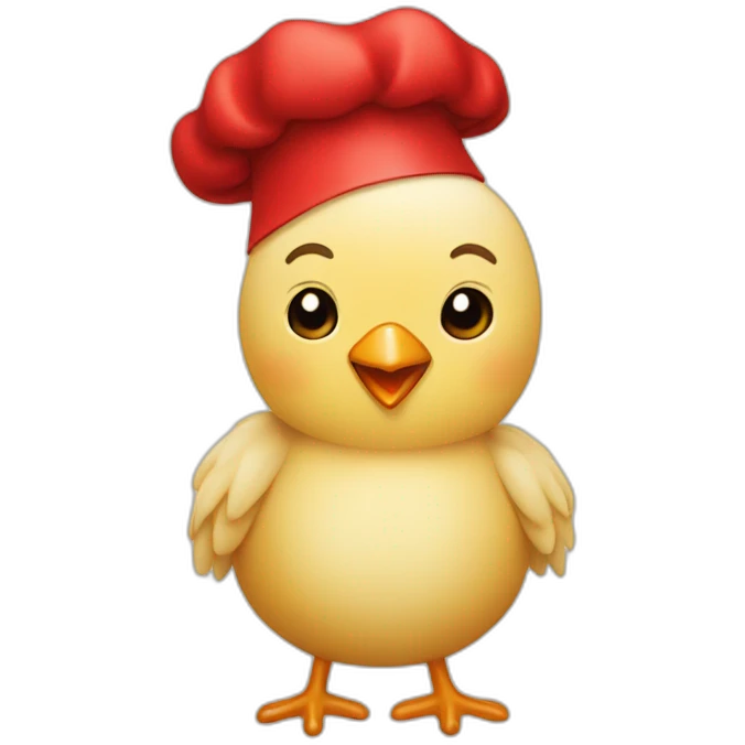beige chick with a red chef's hat  emoji