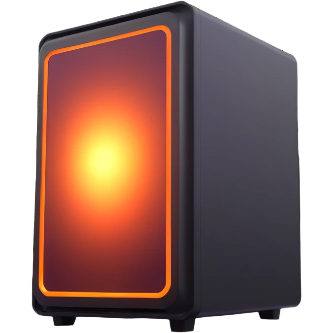 high-end desktop PC with dramatic light beams and glow emoji