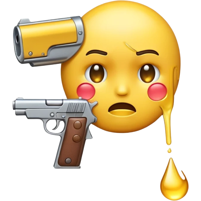 A crying emoji with a gun to the head emoji