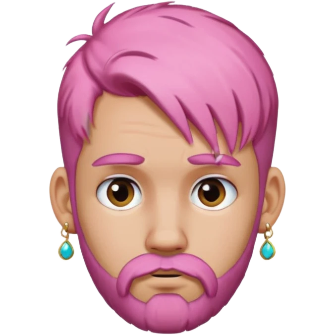  bun haired with earrings pink hair guy sad with beard emoji