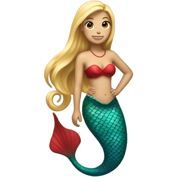 Pretty detailed mermaid with red tail and blonde ponytail  emoji