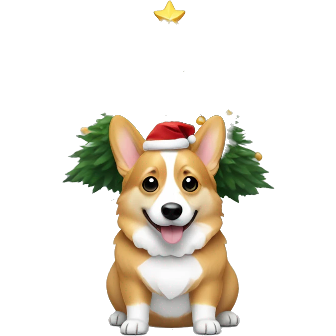 Corgi with Christmas tree emoji