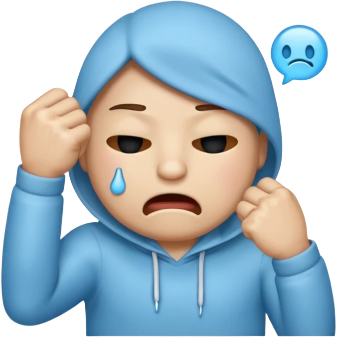 Crying emoji with fist covering mouth like he is saying “ooooh you so tuff boi” emoji