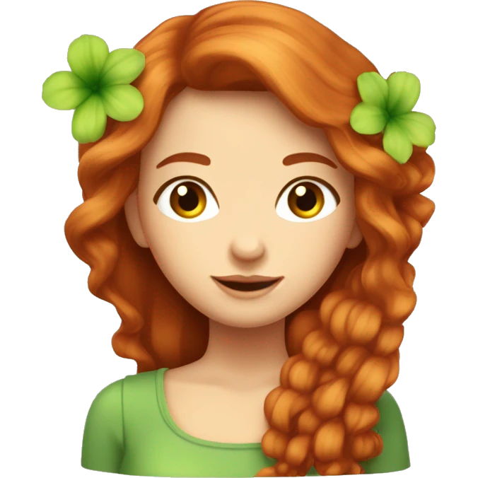 fille rousse cheveux long avec yeux verts et une fleur dans les cheveux emoji