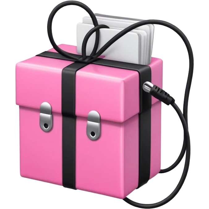 Pink Gift with black cable binders  emoji
