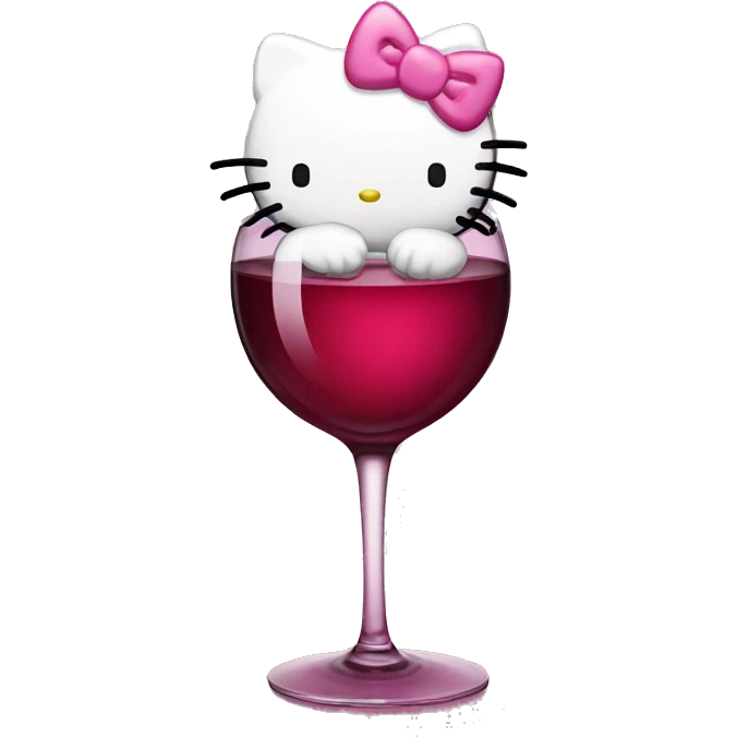 Hello kitty drinking wine emoji