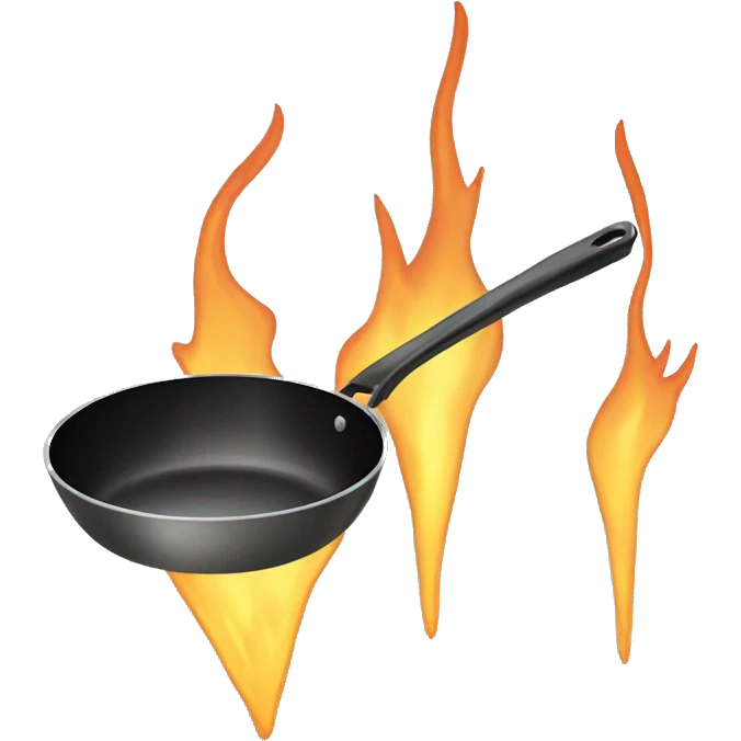 a scorching frying pan emoji