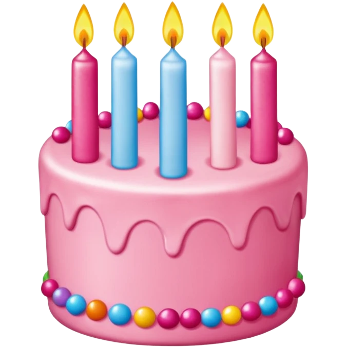 torta de cumpleaños rosada linda  que tenga velitas emoji